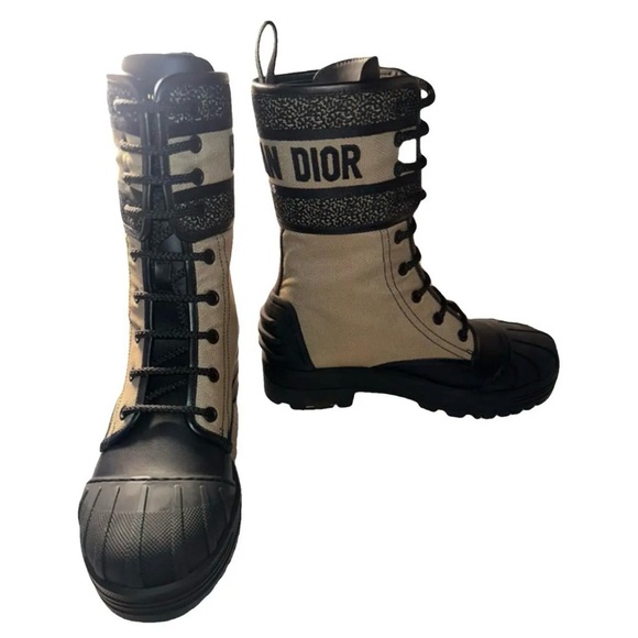 Dior Black and Cream Moto Boots